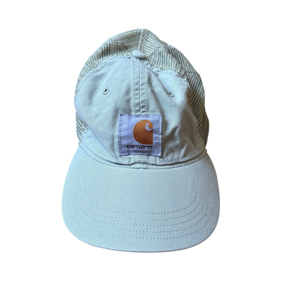 Carhartt Trucker Hat Mens‎ Gray Canvas Mesh Snapback Logo Cap SIZE OSFM